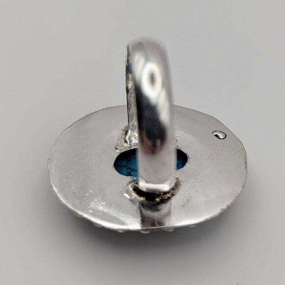 Turquoise Ring Size 8 - Silver Statement & Oversized Ring - Picture 6 of 6